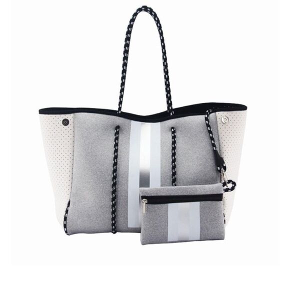The Emily Neoprene Tote in Gray Metallic - Picture 1 of 4